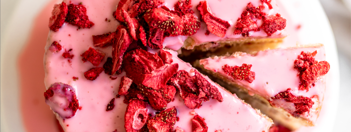 Lemon Tsunami Cake with Strawberry Frosting Florida Crystals